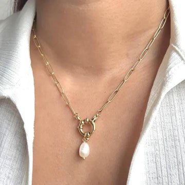Pearl charm necklace