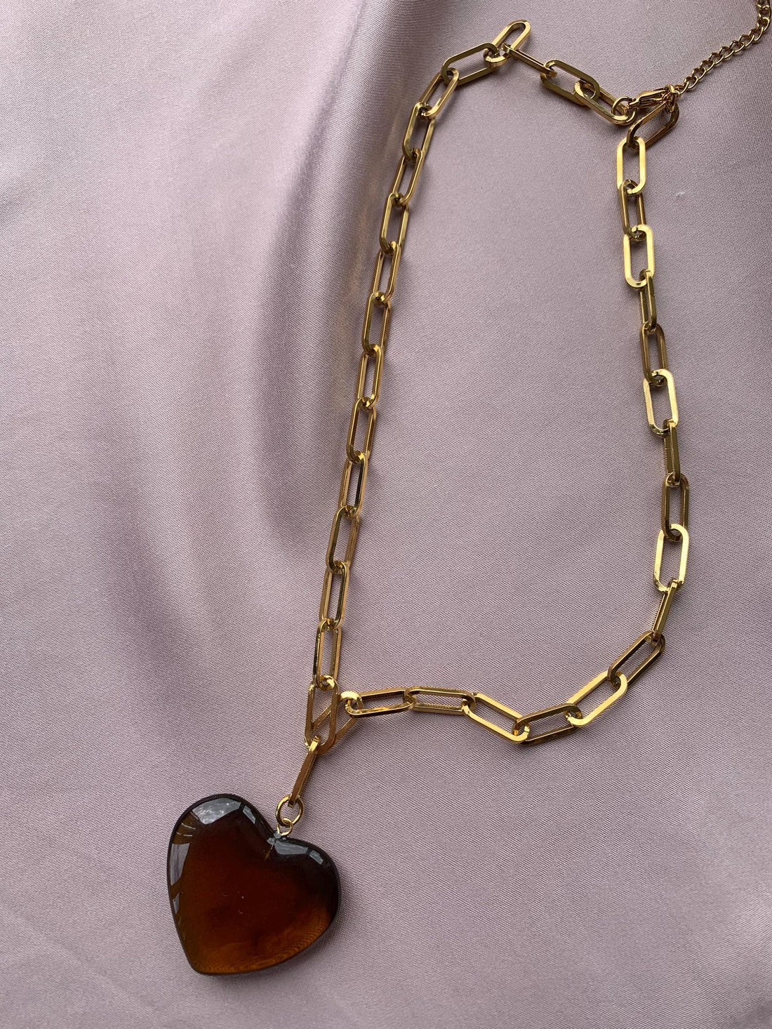 Beloved pendant necklaces with amber heart charm.